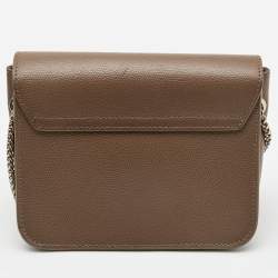 Pre Owned Furla Brown Leather Mini Metropolis Chain Crossbody Bag