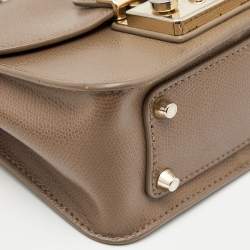 Pre Owned Furla Brown Leather Mini Metropolis Chain Crossbody Bag