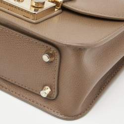 Pre Owned Furla Brown Leather Mini Metropolis Chain Crossbody Bag