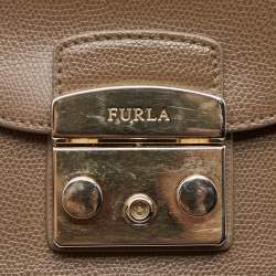 Pre Owned Furla Brown Leather Mini Metropolis Chain Crossbody Bag