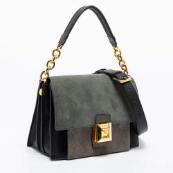 Pre Owned Furla Multicolor Suede and Leather Small Diva Top Handle Bag