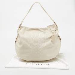 Furla Ivory Python Embossed Leather Hobo 