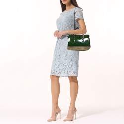 Pre Owned Furla Green Rubber and Python Embossed Leather Medium Candy Satchel