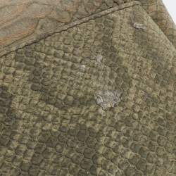 Pre Owned Furla Green Rubber and Python Embossed Leather Medium Candy Satchel