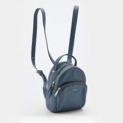 Pre Owned Furla Blue Leather Mini Frida Backpack