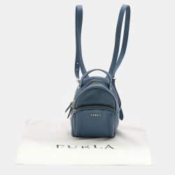 Pre Owned Furla Blue Leather Mini Frida Backpack