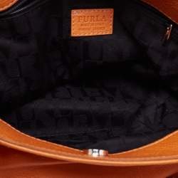 Pre Owned Furla Orange Leather Shoulder Bag