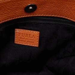 Pre Owned Furla Orange Leather Shoulder Bag