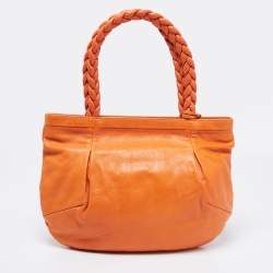 Pre Owned Furla Orange Leather Shoulder Bag