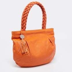 Pre Owned Furla Orange Leather Shoulder Bag