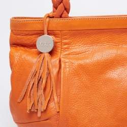 Pre Owned Furla Orange Leather Shoulder Bag