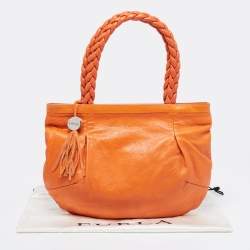 Pre Owned Furla Orange Leather Shoulder Bag