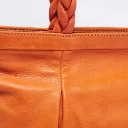 Pre Owned Furla Orange Leather Shoulder Bag