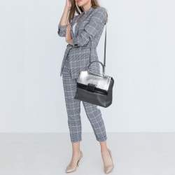 Furla Grey/Silver Leather Artesia Creta Top Handle Bag