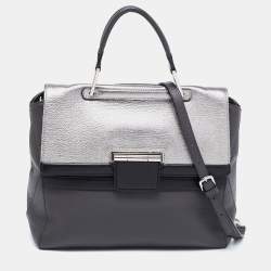 Furla Grey/Silver Leather Artesia Creta Top Handle Bag