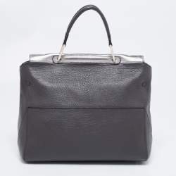 Furla Grey/Silver Leather Artesia Creta Top Handle Bag
