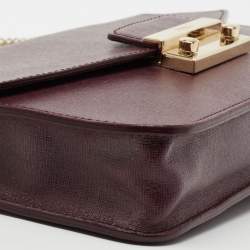 Pre Owned Furla Burgundy Leather Mini Metropolis Shoulder Bag