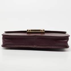 Pre Owned Furla Burgundy Leather Mini Metropolis Shoulder Bag