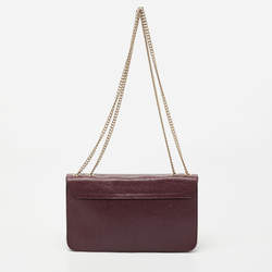 Pre Owned Furla Burgundy Leather Mini Metropolis Shoulder Bag