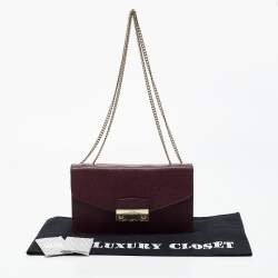 Pre Owned Furla Burgundy Leather Mini Metropolis Shoulder Bag