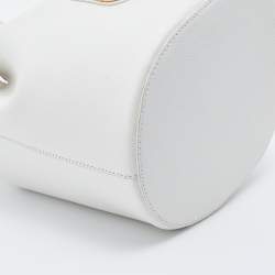 Pre Owned Furla White Leather Corona Drawstring Bucket Bag
