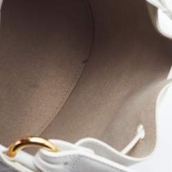 Pre Owned Furla White Leather Corona Drawstring Bucket Bag