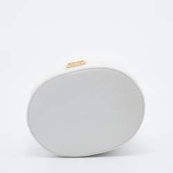 Pre Owned Furla White Leather Corona Drawstring Bucket Bag