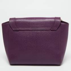 Pre Owned Furla Purple Leather Ginevra Shoulder Bag