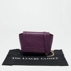 Pre Owned Furla Purple Leather Ginevra Shoulder Bag