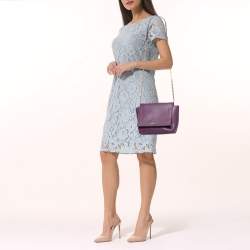 Pre Owned Furla Purple Leather Ginevra Shoulder Bag