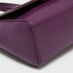 Pre Owned Furla Purple Leather Ginevra Shoulder Bag