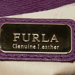 Pre Owned Furla Purple Leather Ginevra Shoulder Bag