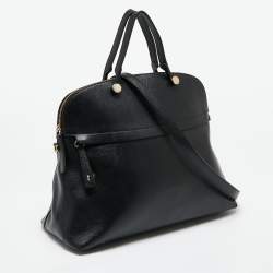 Pre Owned Furla Black Leather Piper Dome Satchel
