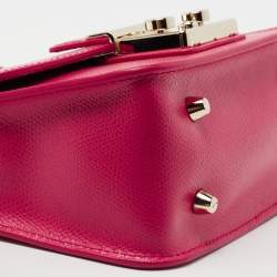 Pre Owned Furla Fuchsia Leather Mini Metropolis Crossbody Bag
