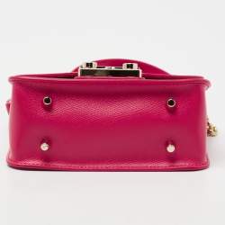 Pre Owned Furla Fuchsia Leather Mini Metropolis Crossbody Bag