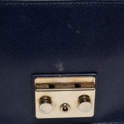 Pre Owned Furla Blue Leather Mini Metropolis Chain Crossbody Bag