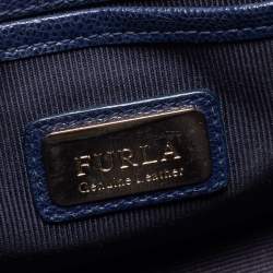 Pre Owned Furla Blue Leather Mini Metropolis Chain Crossbody Bag