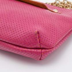 Furla Pink Perforated Leather Chain Crossbody Bag