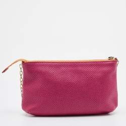 Furla Pink Perforated Leather Chain Crossbody Bag