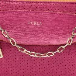 Furla Pink Perforated Leather Chain Crossbody Bag