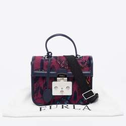 Pre Owned Furla Multicolor Jacquard and Leather Top Handle Bag
