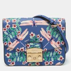 Furla Multicolor Floral Print Leather Metropolis Crossbody Bag