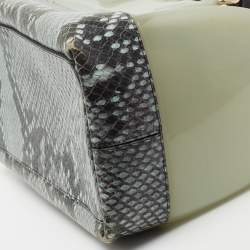 Pre Owned Furla Black/Grey Rubber and Python Embossed Leather Medium Candy Satchel