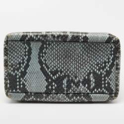 Pre Owned Furla Black/Grey Rubber and Python Embossed Leather Medium Candy Satchel