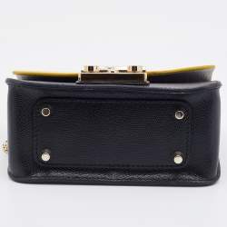 Pre Owned Furla Black/Yellow Leather Interchangeable Flaps My Play Mini Metropolis Crossbody Bag