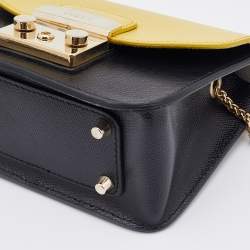 Pre Owned Furla Black/Yellow Leather Interchangeable Flaps My Play Mini Metropolis Crossbody Bag