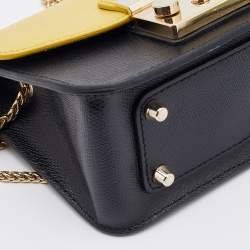 Pre Owned Furla Black/Yellow Leather Interchangeable Flaps My Play Mini Metropolis Crossbody Bag