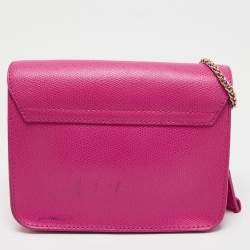 Pre Owned Furla Pink Leather Mini Metropolis Chain Crossbody Bag