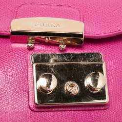 Pre Owned Furla Pink Leather Mini Metropolis Chain Crossbody Bag