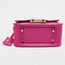 Pre Owned Furla Pink Leather Mini Metropolis Chain Crossbody Bag